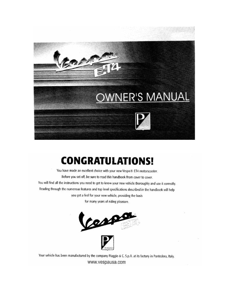 Vespa ET4 Owners Manual