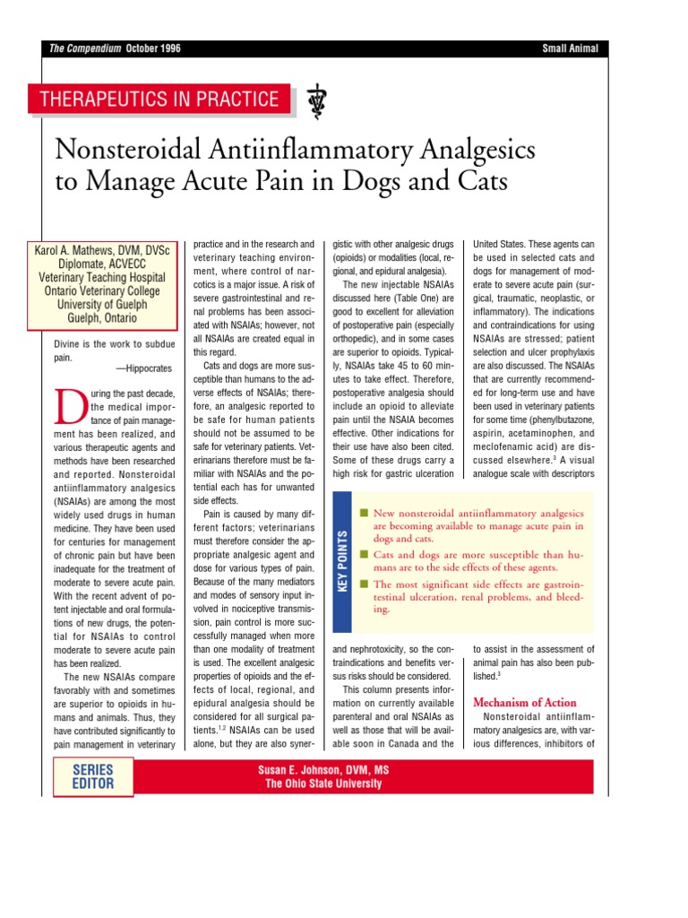 NSAIAs for Acute Pain in Dogs and Cats | PDF | Nonsteroidal Anti ...