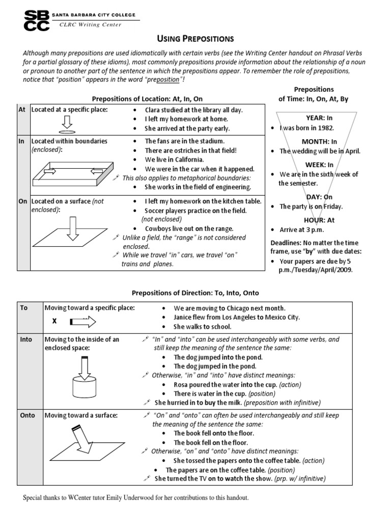 Using Prepositions | PDF | Preposition And Postposition | Phrase