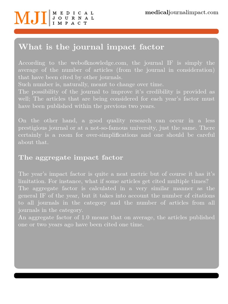 What Is "Impact Factor"? PDF