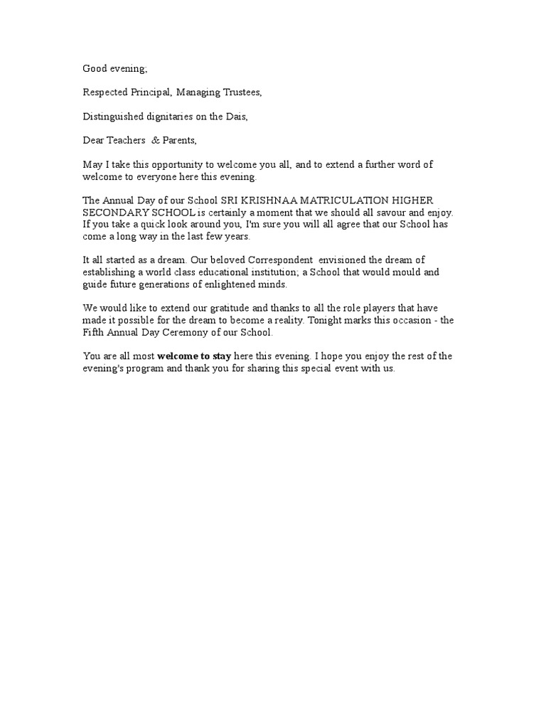 Sample welcome speech for students image