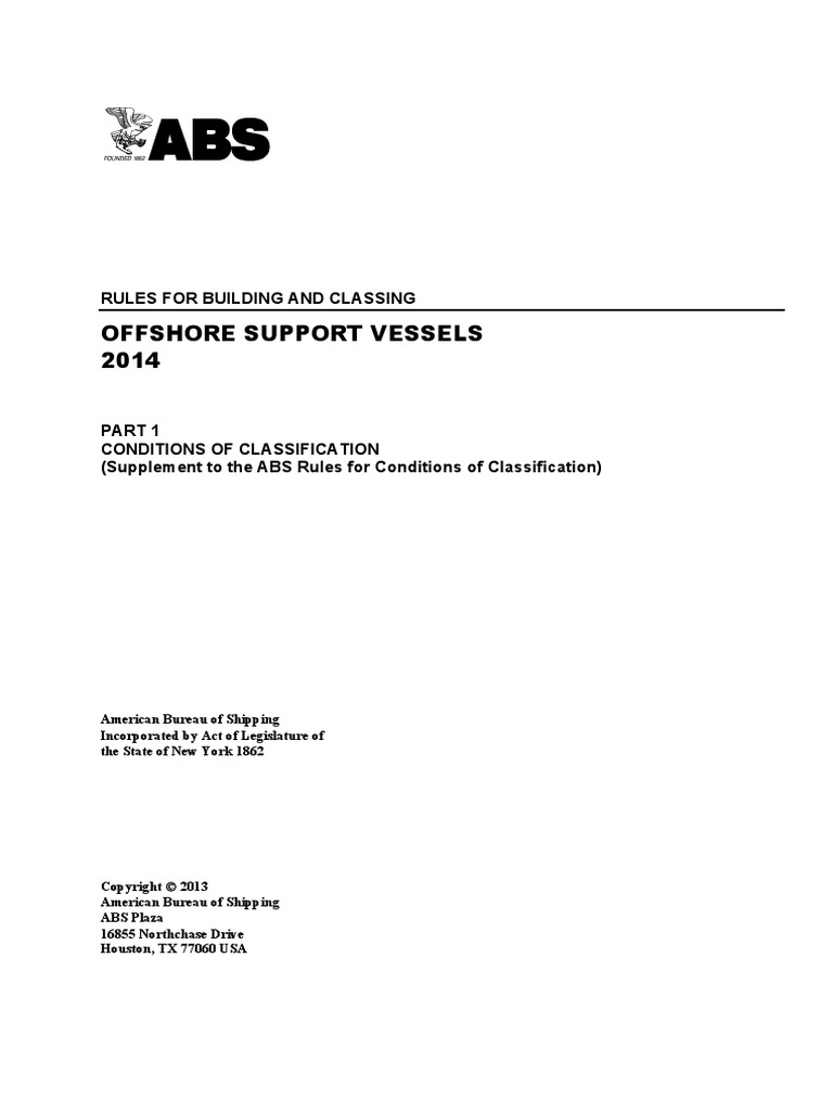 Abs Condition of Class PDF Offshore Drilling Underwater Diving