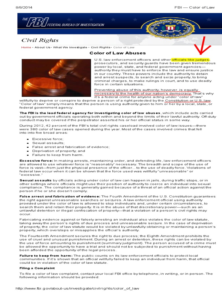 FBI — Color of Law Search And Seizure Prosecutor