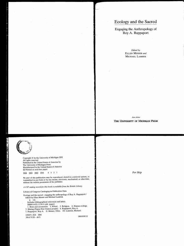 Ecology & The Sacred by Roy Rappaport PDF