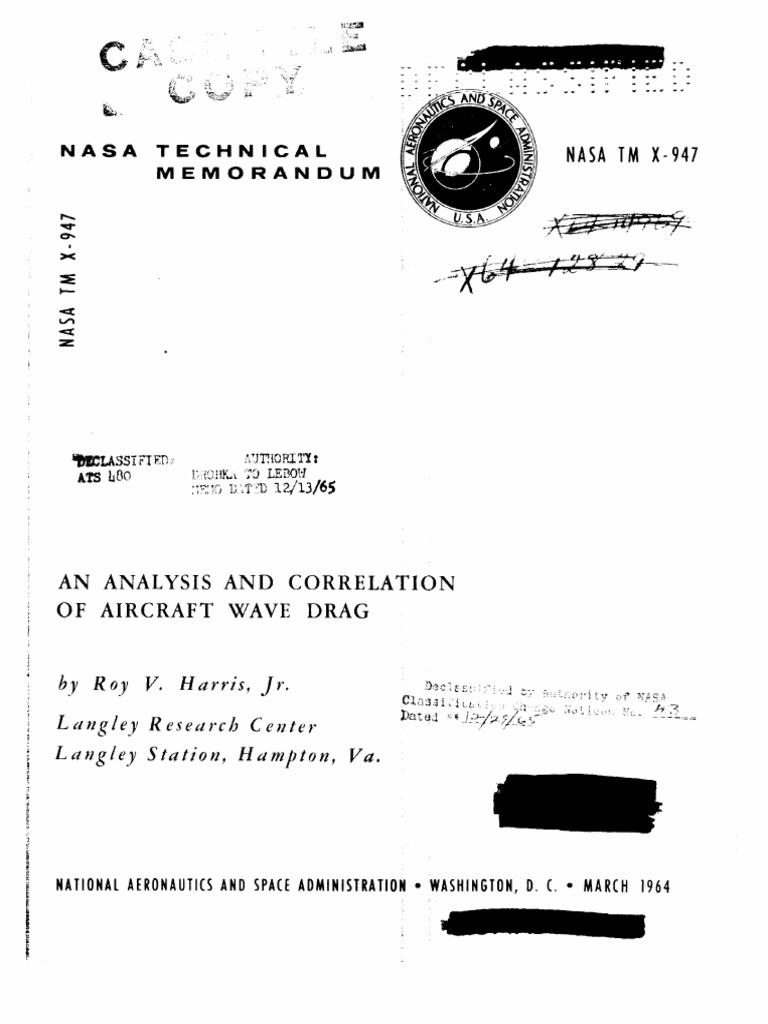 An Analysis and Correlation of Aircraft Wave Drag - Harris | PDF | Drag ...