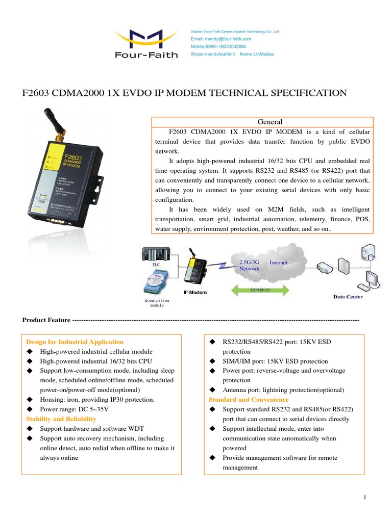 f2603 Cdma2000 1x Evdo Ip Modem Specification | PDF | Modem | Computer ...