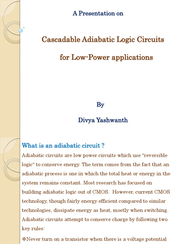 Cascadable Adiabatic Logic Circuits For Low-Power Applications | PDF ...