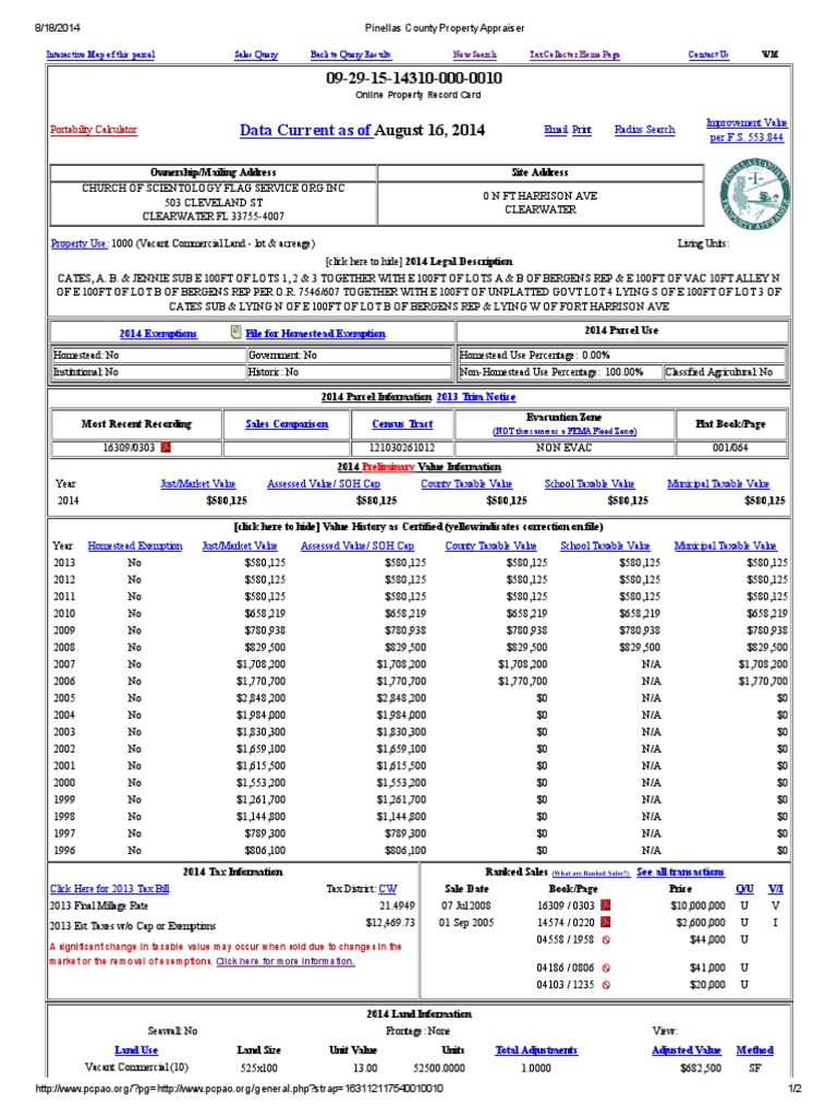 Pinellas County Property Appraiser 5 PDF Land Lot Property Tax