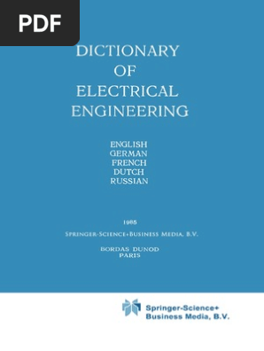 38407 Dictionary Of Electrical Engineering English German