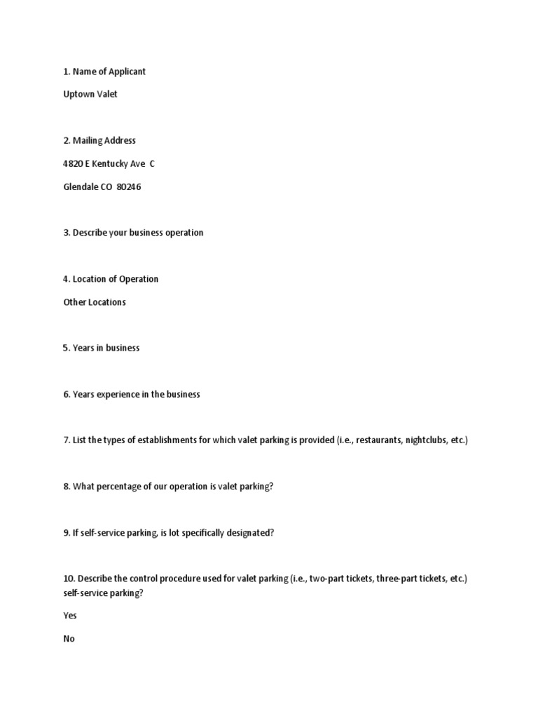 Valet Parking Service Proposal | PDF | Fraud | Parking Lot