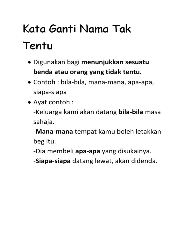 Kata Ganti Nama Tak Tentu Pdf