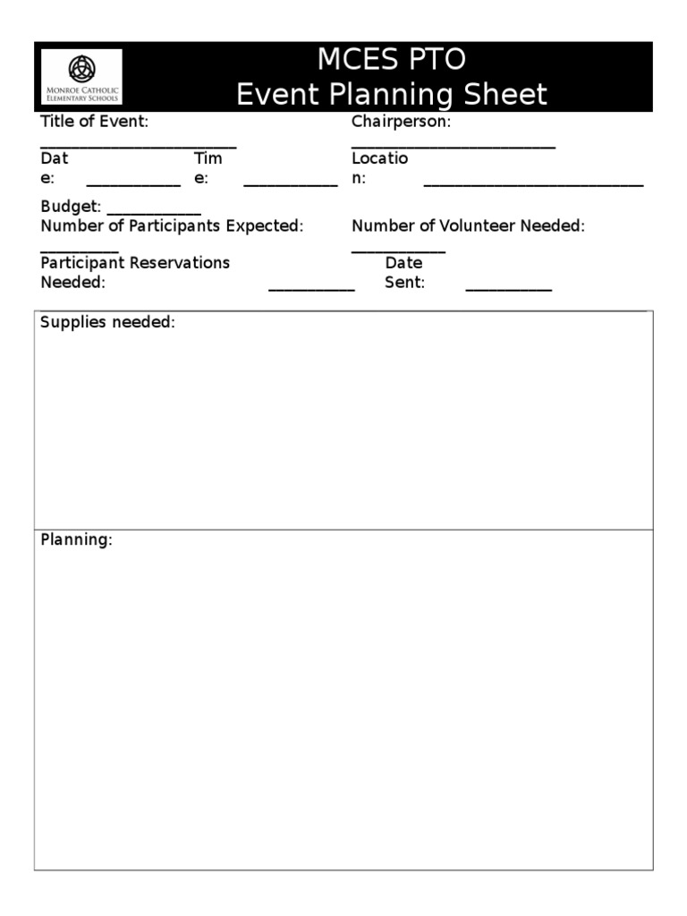 Event Planning Sheet | PDF | Finance & Money Management