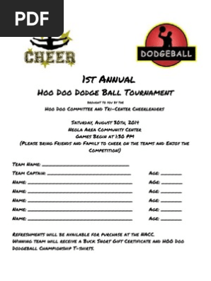 Dodgeball Tournament Sign Up Sheet Games Of Physical Skill Sports Equipment