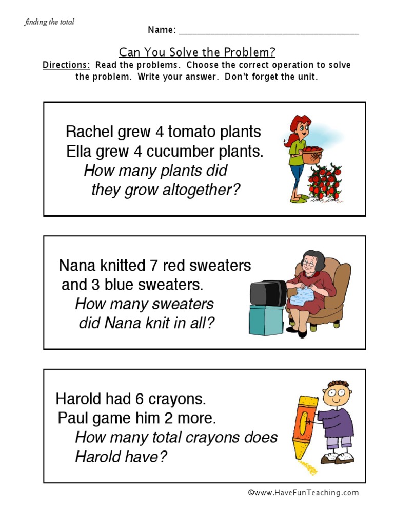 Word Problem Worksheet 4 | PDF