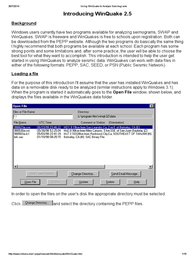 Using WinQuake To Analyze Seismograms PDF Low Pass Filter