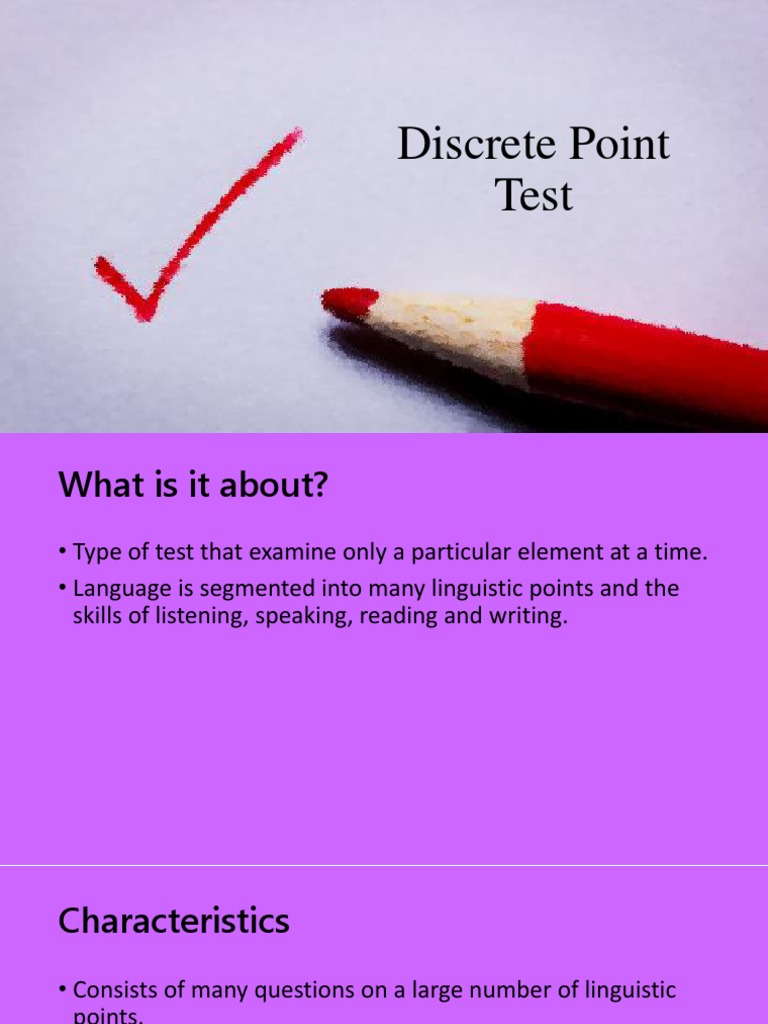 Discrete Point Test Overview | PDF