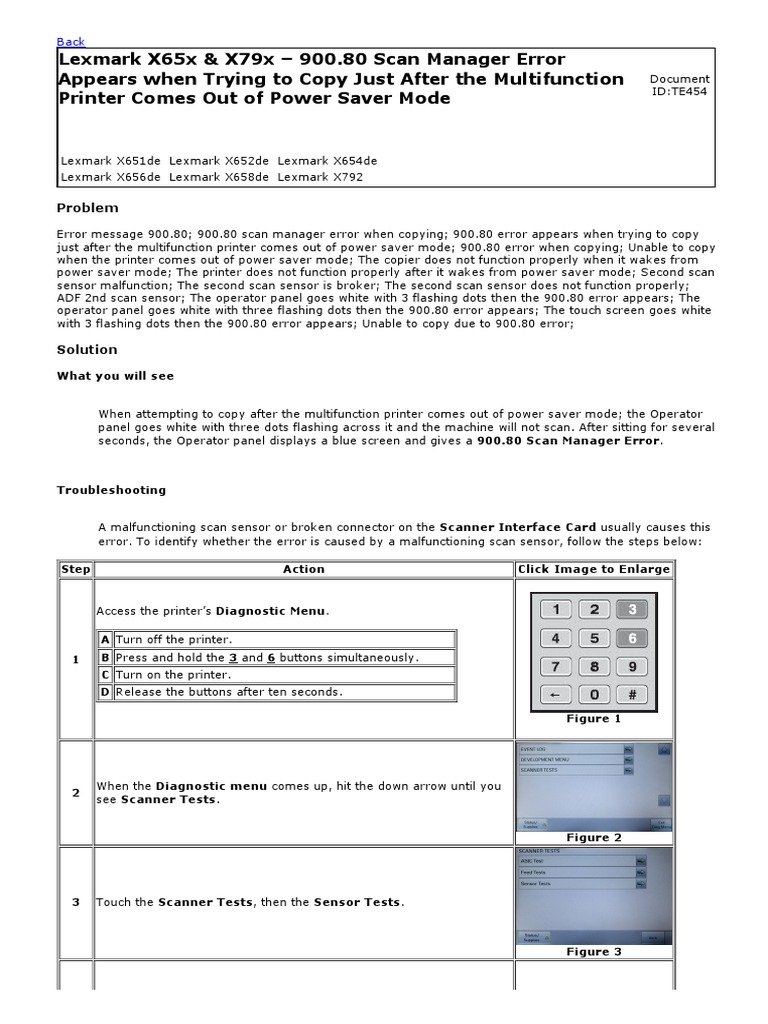 900.80 - Scan MGR Error - X65x X79x | Image Scanner | Printer (Computing)