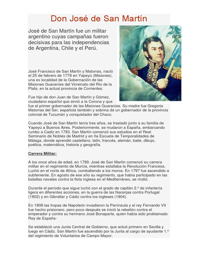 Orgullo Silla administración Don José de San Martín | PDF | Conflictos del segundo milenio | Militar