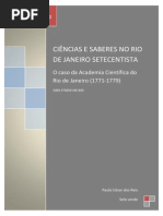 Ciências e Saberes No Rio de Janeiro Setecentista Final