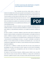 Análise e comentário Crítico à presença de referências a respeito das BE nos relatórios  da inspecção Geral da Educação de