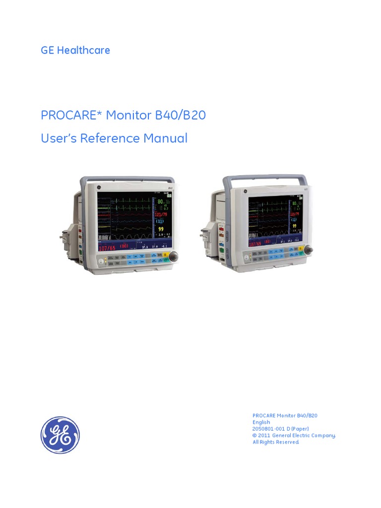 GEHC Service Manual PROCARE B40 B20 Monitor | Monitoring (Medicine) |  Medicine