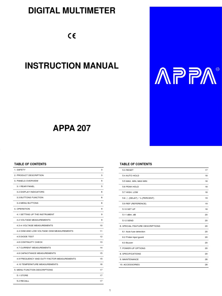 APPA 207 Manual PDF Capacitor Alternating Current