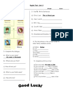 Test Unit 2: Family Members and Possessives 