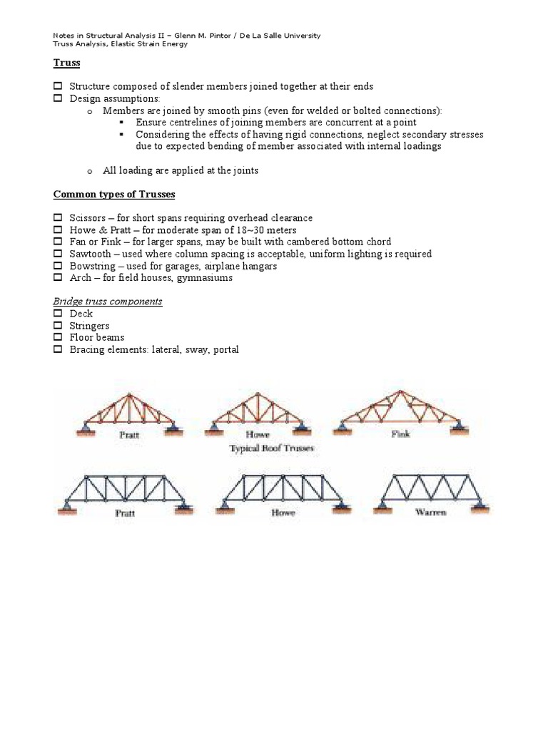 Truss Analysis and Elastic Strain Energy | PDF | Structural Analysis ...