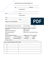 Student Information Sheet 2014