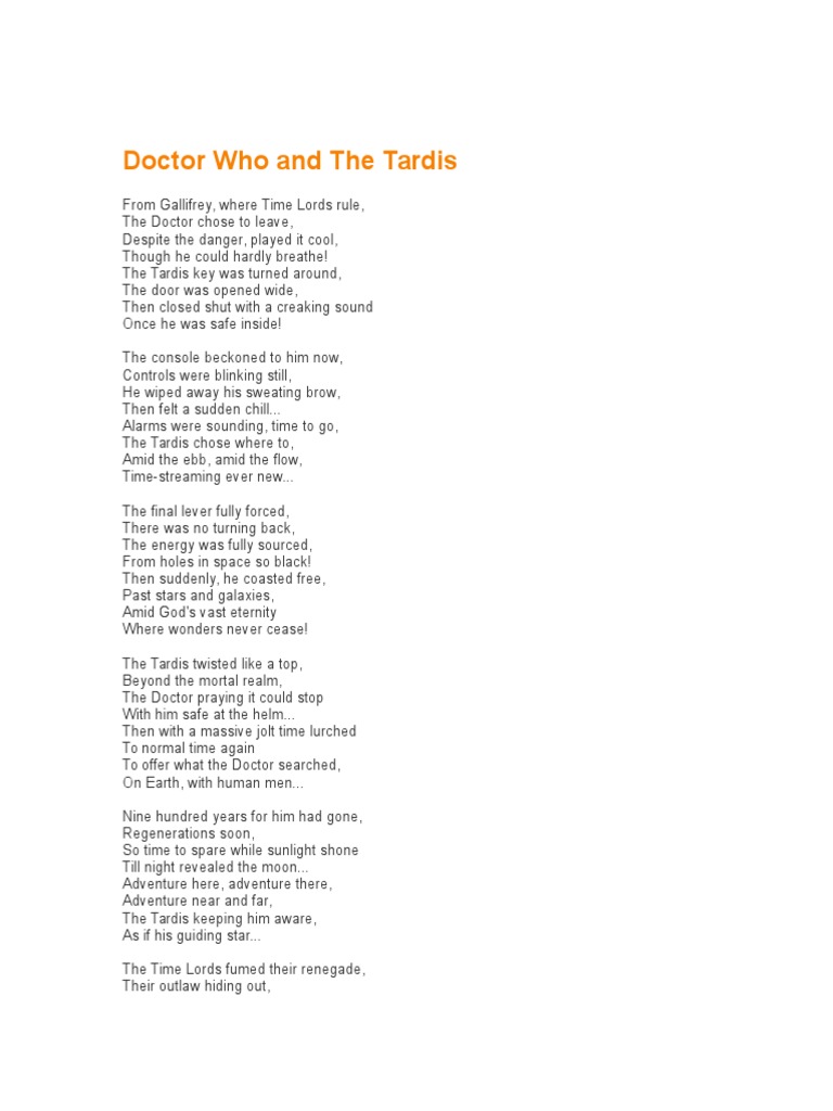 Doctor Who: The Tardis Journey Explained | PDF | The Doctor (Doctor Who ...