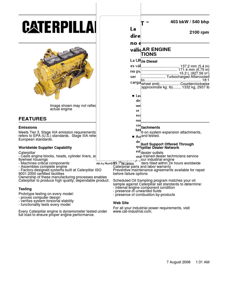 CAT C15 SPECIFICATIONS.pdf Engines Diesel Engine