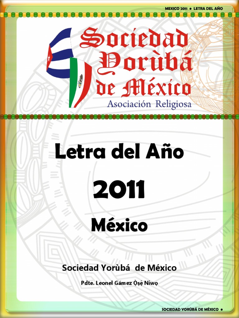 Letra Del Ano 2011 Mexico Sociedad Yoruba de Mexico PDF PDF