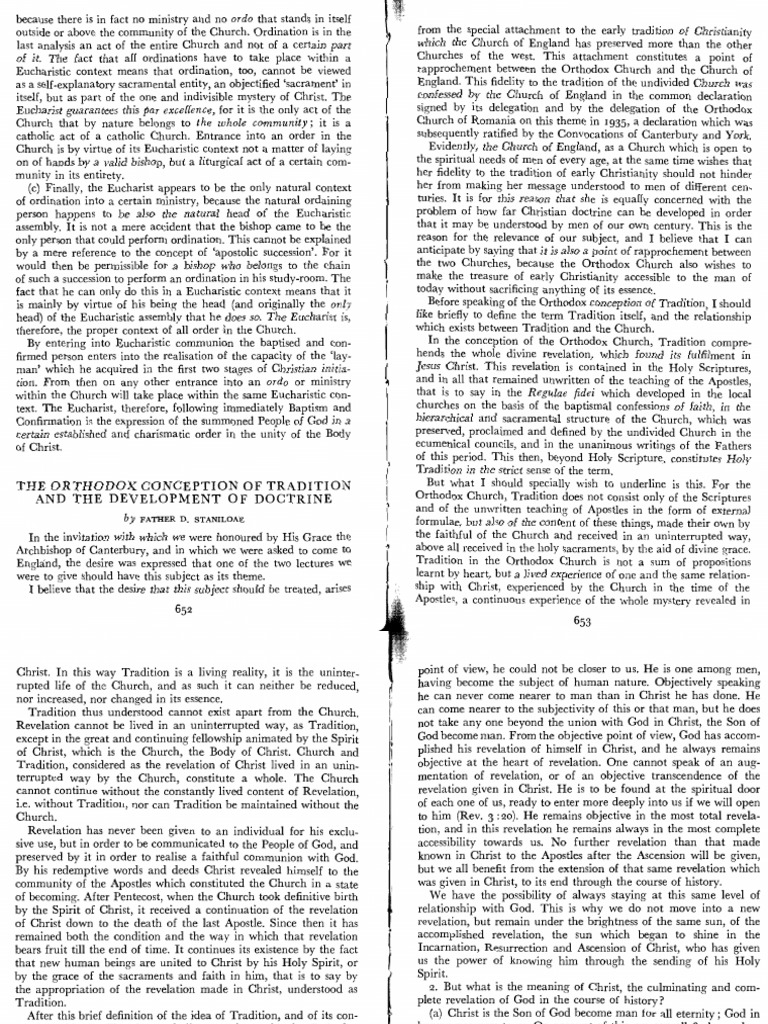 The Orthodox Conception of Tradition and The Development of Doctrine ...