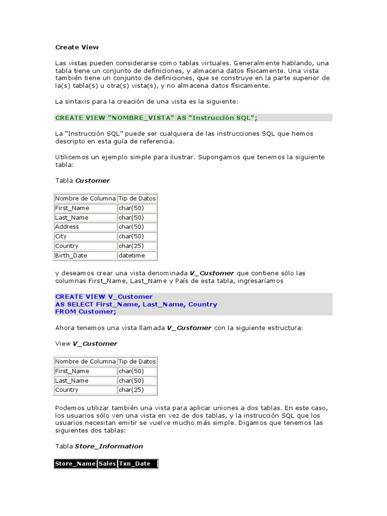 Cómo Crear Vistas en SQL | PDF | SQL | Bases de datos