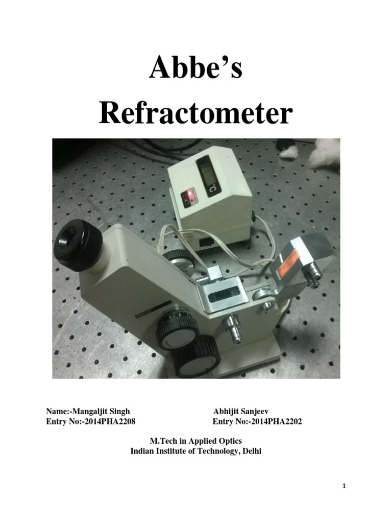 Abbe's Refractometer Prism Dispersion (Optics)