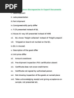 Some Common Discrepancies in Export Documents