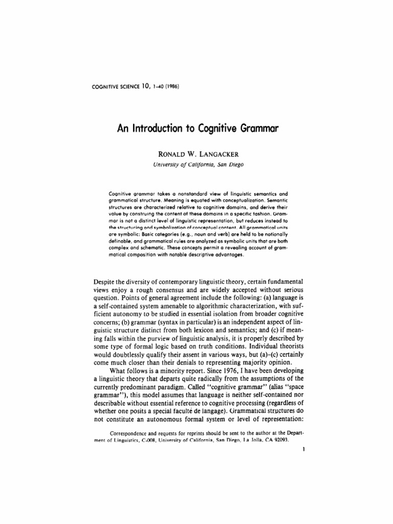 Introduction to Cognitive Grammar | PDF | Semantics | Concept