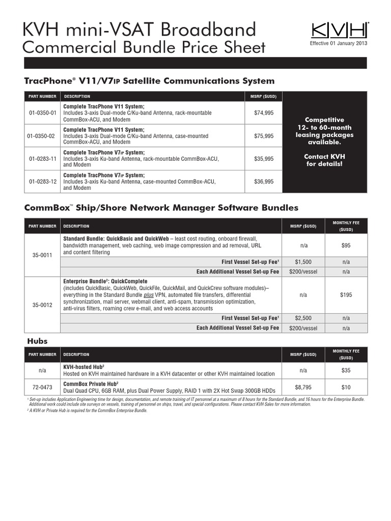 V Series CommBox Commercial Bundled Price Sheet Ga4 0113 PDF | PDF ...