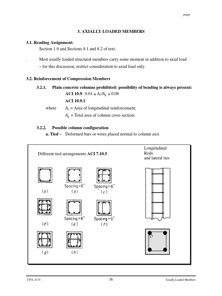Axially Loaded RC Column Design | PDF