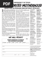 Week of Defiance Flier Side 1: Stop Forced Motherhood