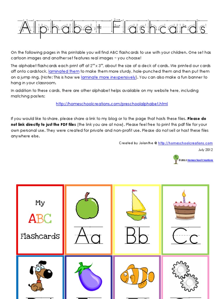 alphabet flashcards