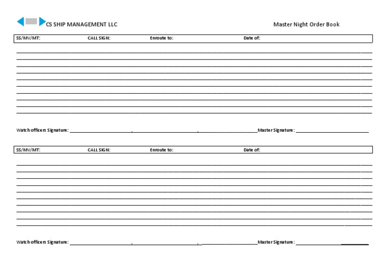 Master Night Order Book | PDF
