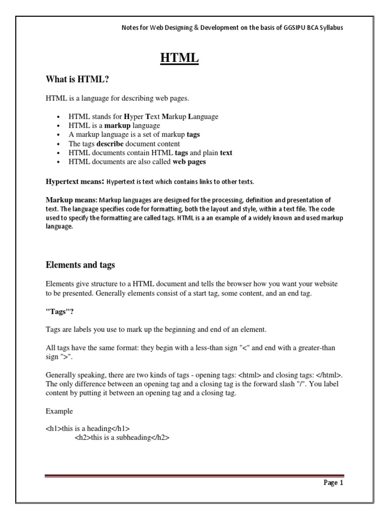 HTML Notes | PDF