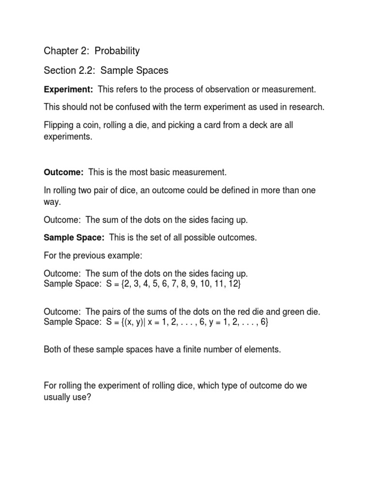 Chapter 2: Probability Section 2.2: Sample Spaces | PDF | Home & Garden ...