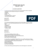 FINS1612 Quiz 1 Practice Semester 2, 2014