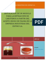 proyeccto. INSTALACIÓN DE UN MODULO PARA LA EXTRACCIÓN DE CAROTENOS A PARTIR DEL ACEITE CRUDO DE PALMA EN LA EMPRESA INDUSTRIAS DEL ESPINO S.A..docx