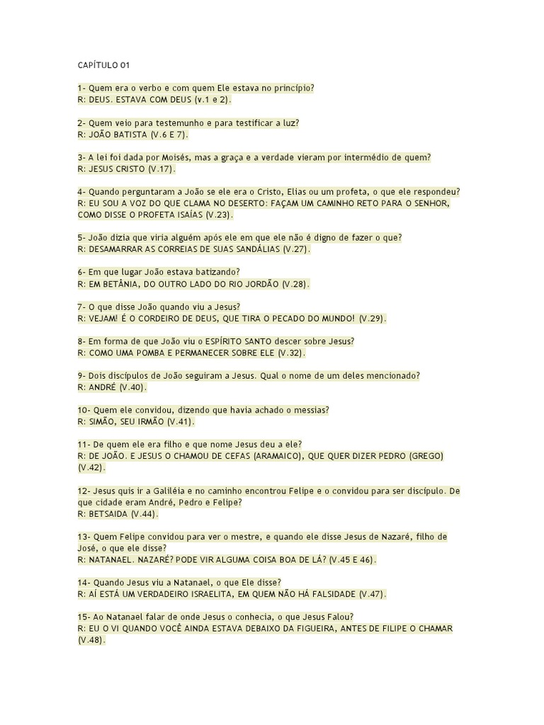 Perguntas E Respostas Do Livro De João