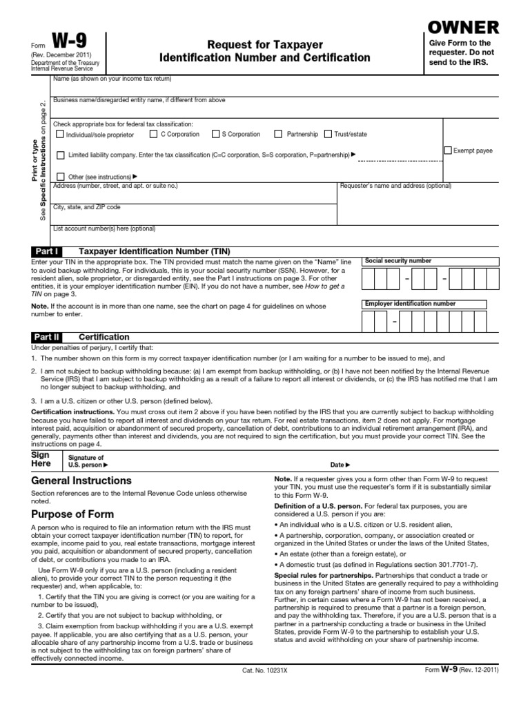 IRS Form W-9 | PDF | Withholding Tax | Limited Liability Company