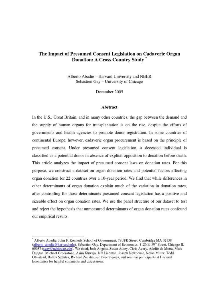 Cross Country Analysis PDF Organ Donation Fixed Effects Model
