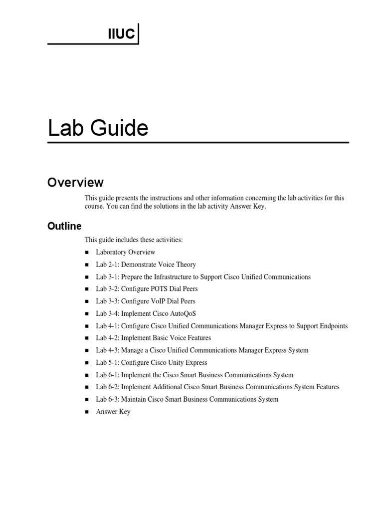 Lab Guide: Outline | PDF | Ip Address | Public Switched Telephone Network
